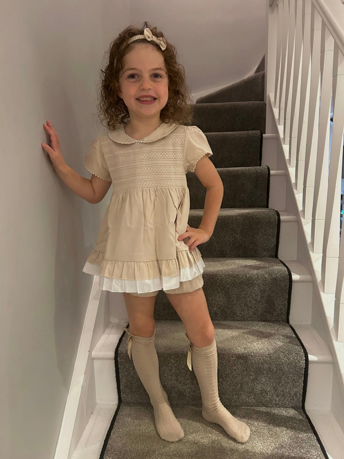 Alessia Smock Dress Set in Cream