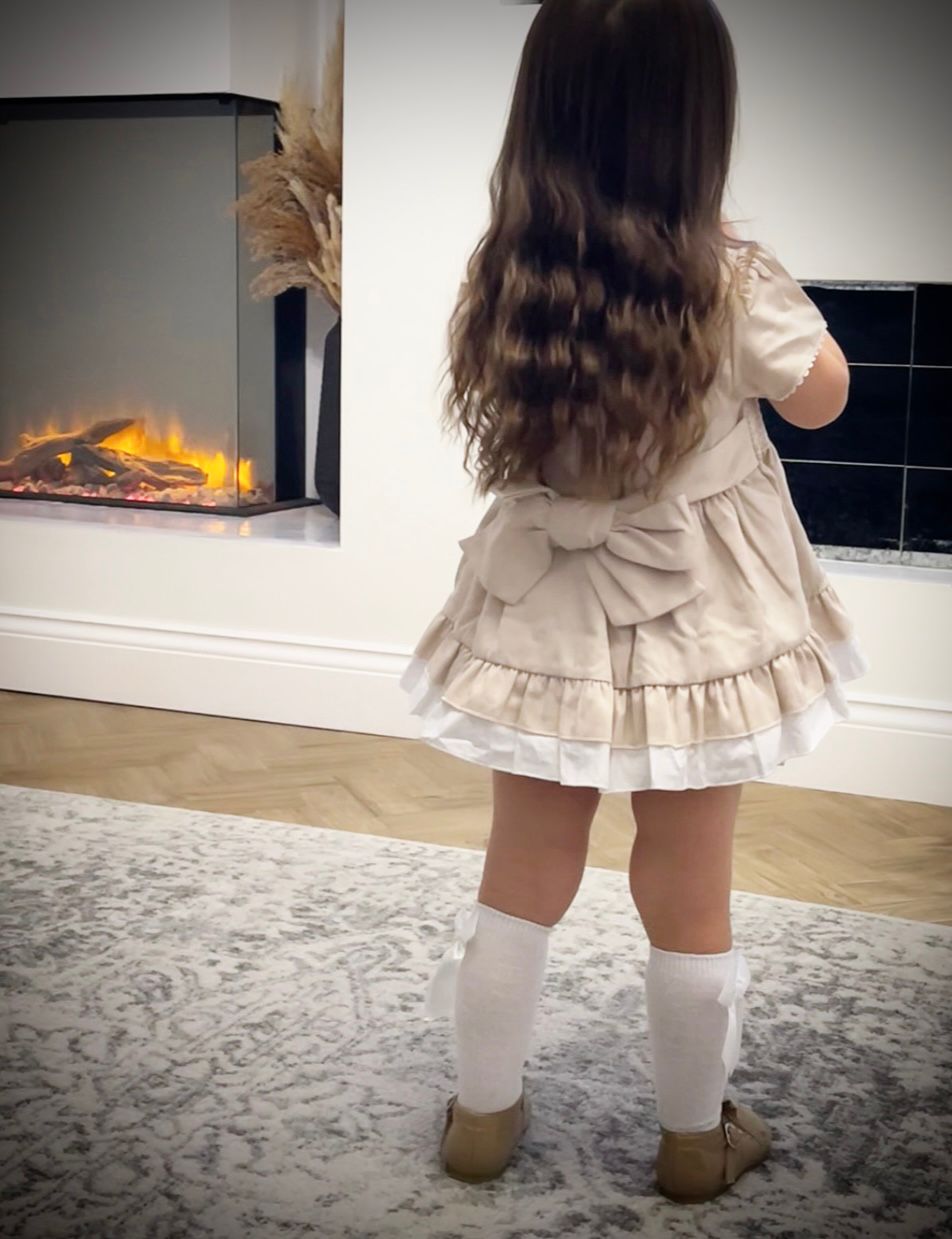 Alessia Smock Dress Set in Cream