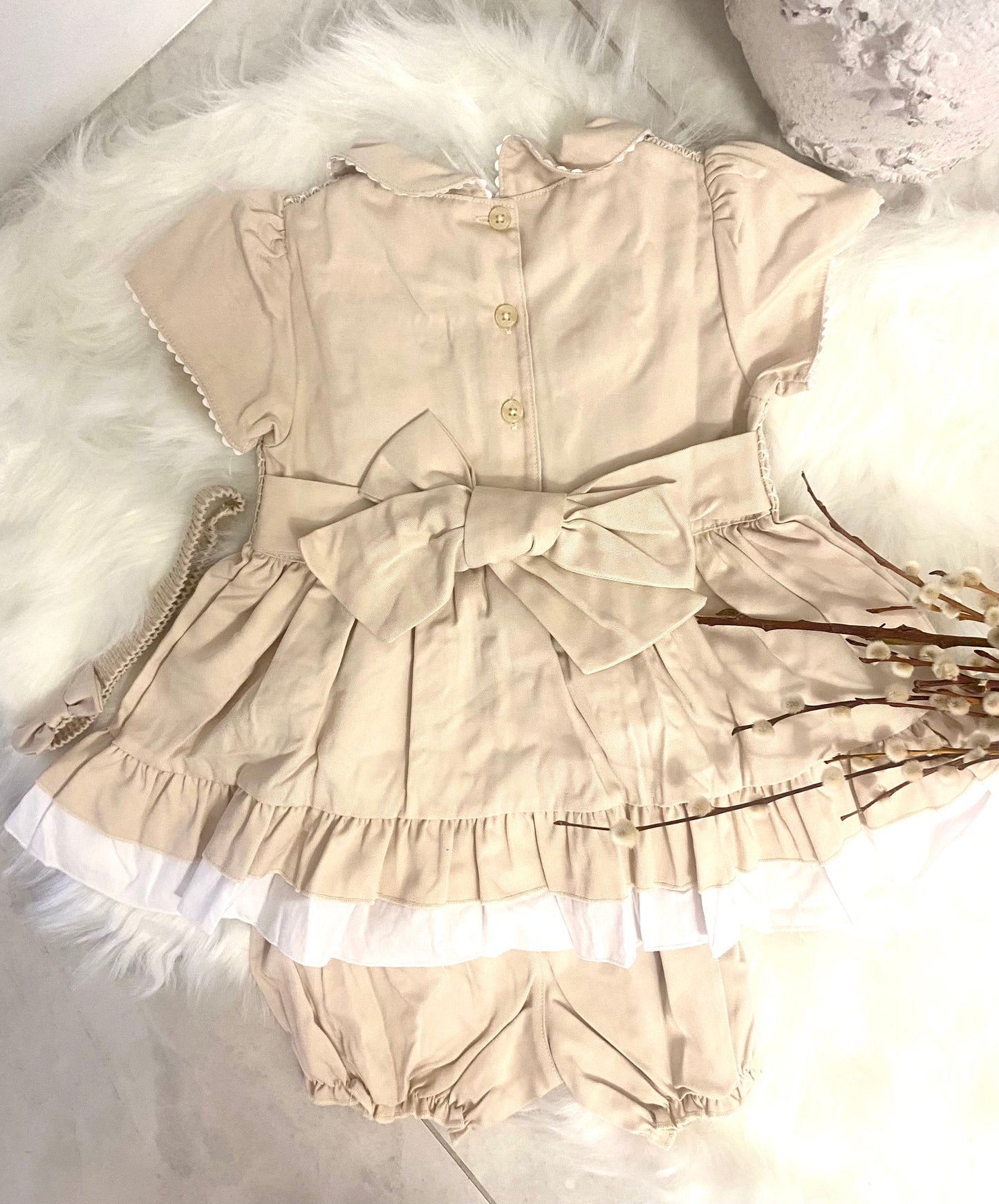 Alessia Smock Dress Set in Cream